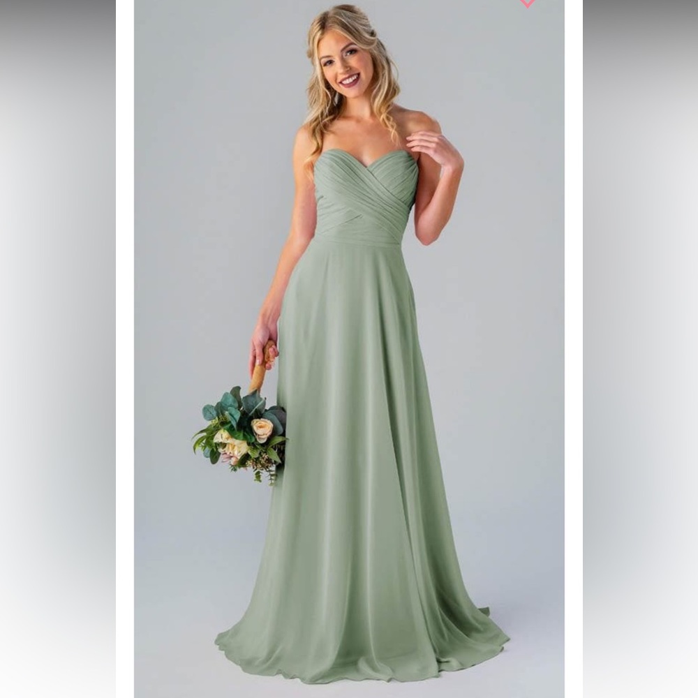 Lisa Style Sage Bridesmaid Dress with Pockets - Kennedy Blue